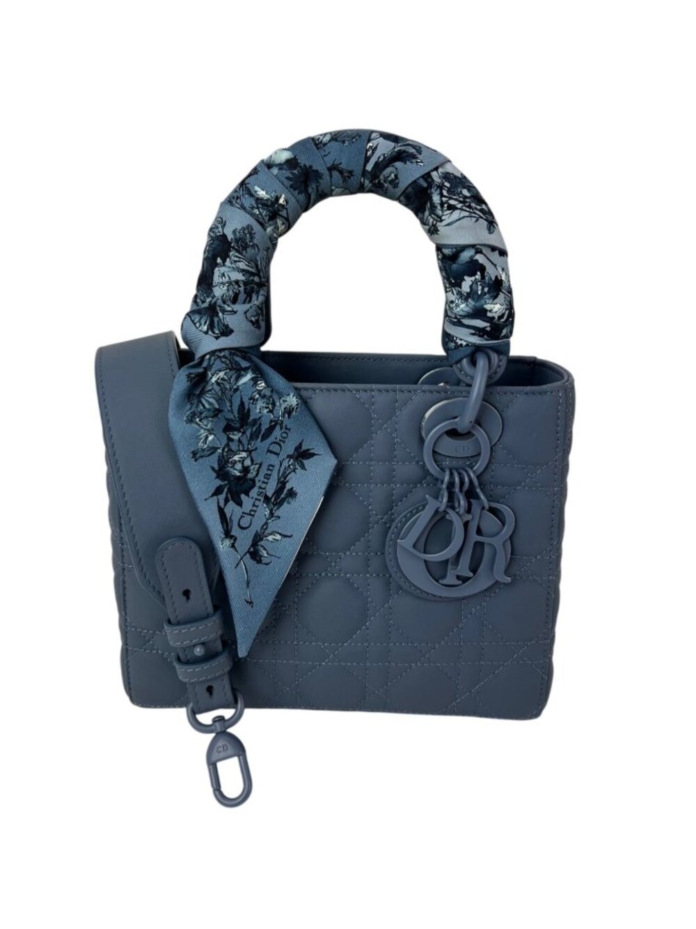 Christian Dior Small Ultramatte Lady Dior Perrywinkle Bag with Strap